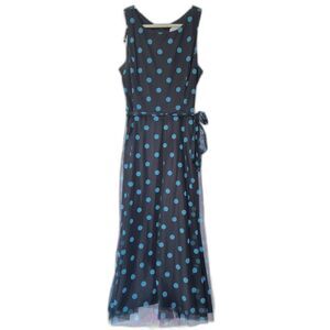Jessica Howard Polka Dot Maxi Dress Size 14 | NWOT Vintage Mesh | Coastal Chic
